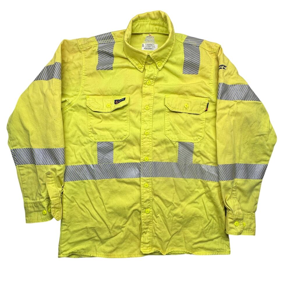 Lapco FR Hi-Viz Class 3 7oz Uniform Shirt Long Sleeve Button Mens Medium IHV7C3